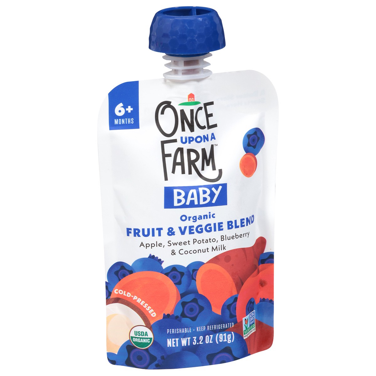 slide 9 of 13, Once Upon a Farm Mama Bear Blueberry Stage 2 Baby Food (7+ Months), 3.2 oz