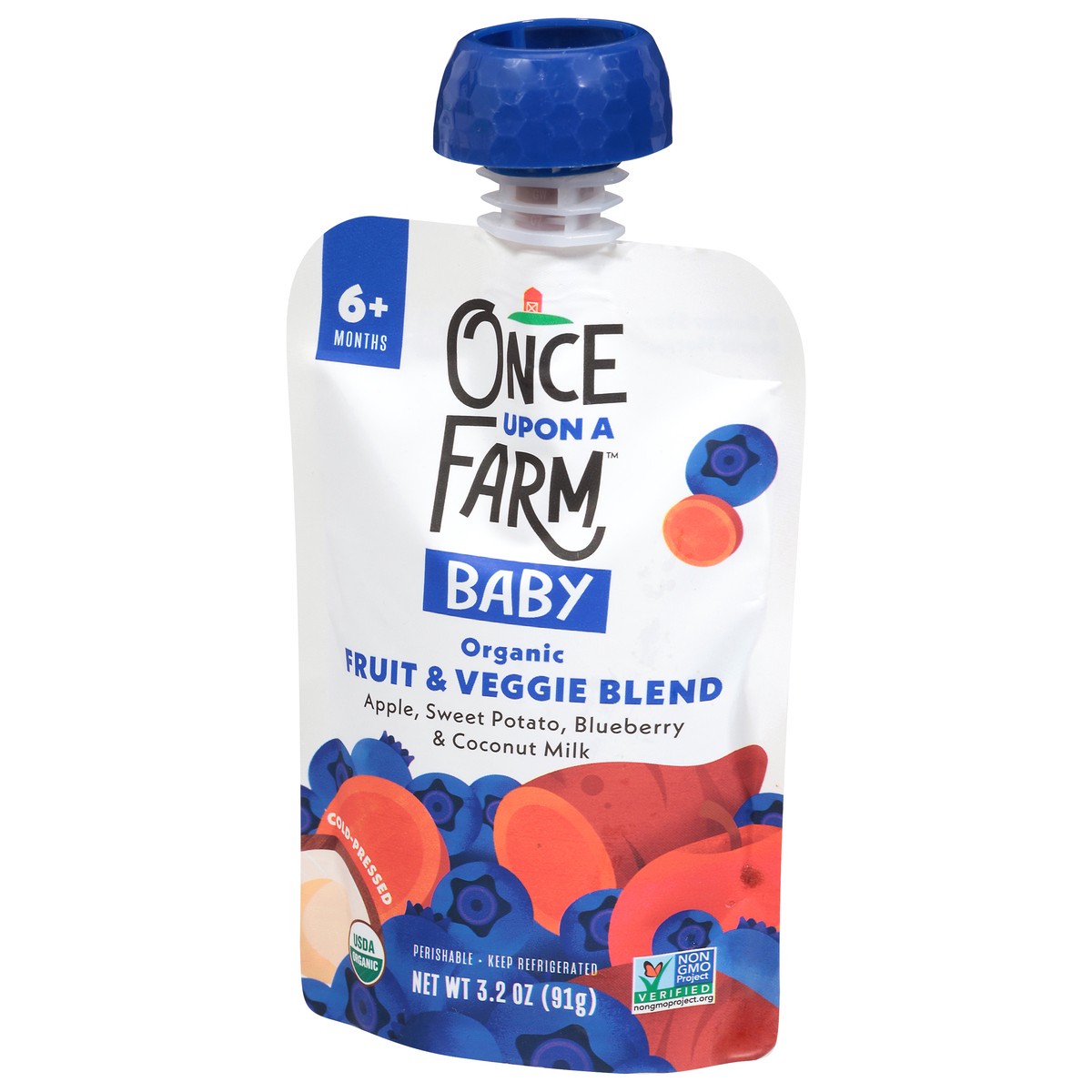 slide 8 of 13, Once Upon a Farm Mama Bear Blueberry Stage 2 Baby Food (7+ Months), 3.2 oz