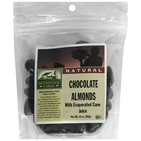 slide 1 of 1, Woodstock Farms Dark Chocolate Almonds, 8.5 oz