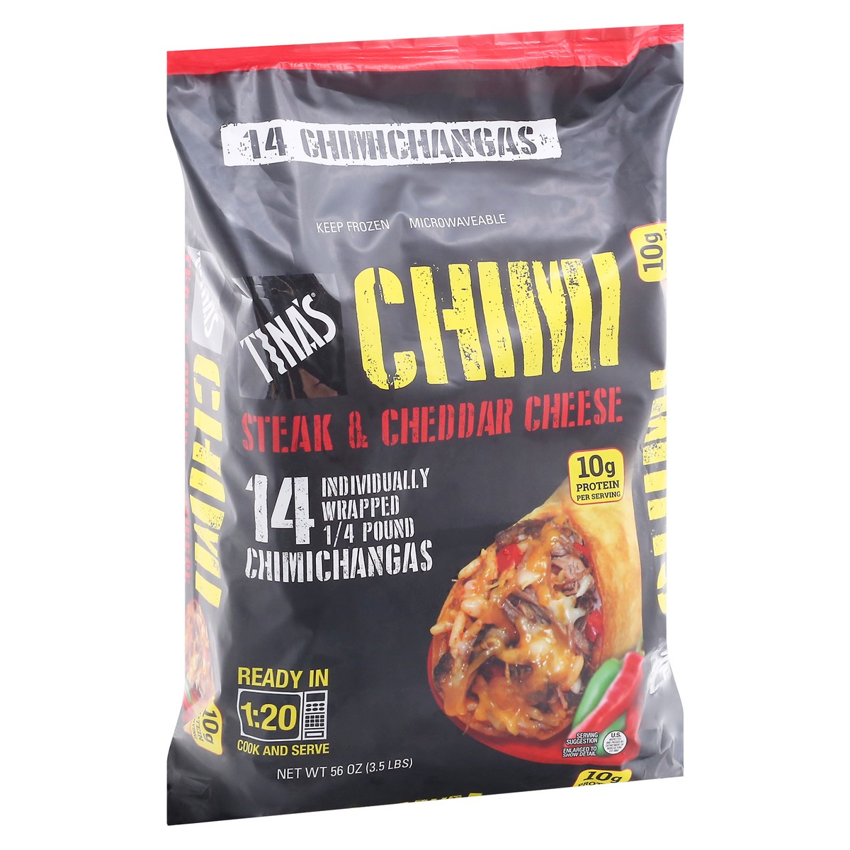 slide 10 of 12, Tina's 14 Pack Steak & Cheddar Cheese Chimichangas 14 ea, 14 ct