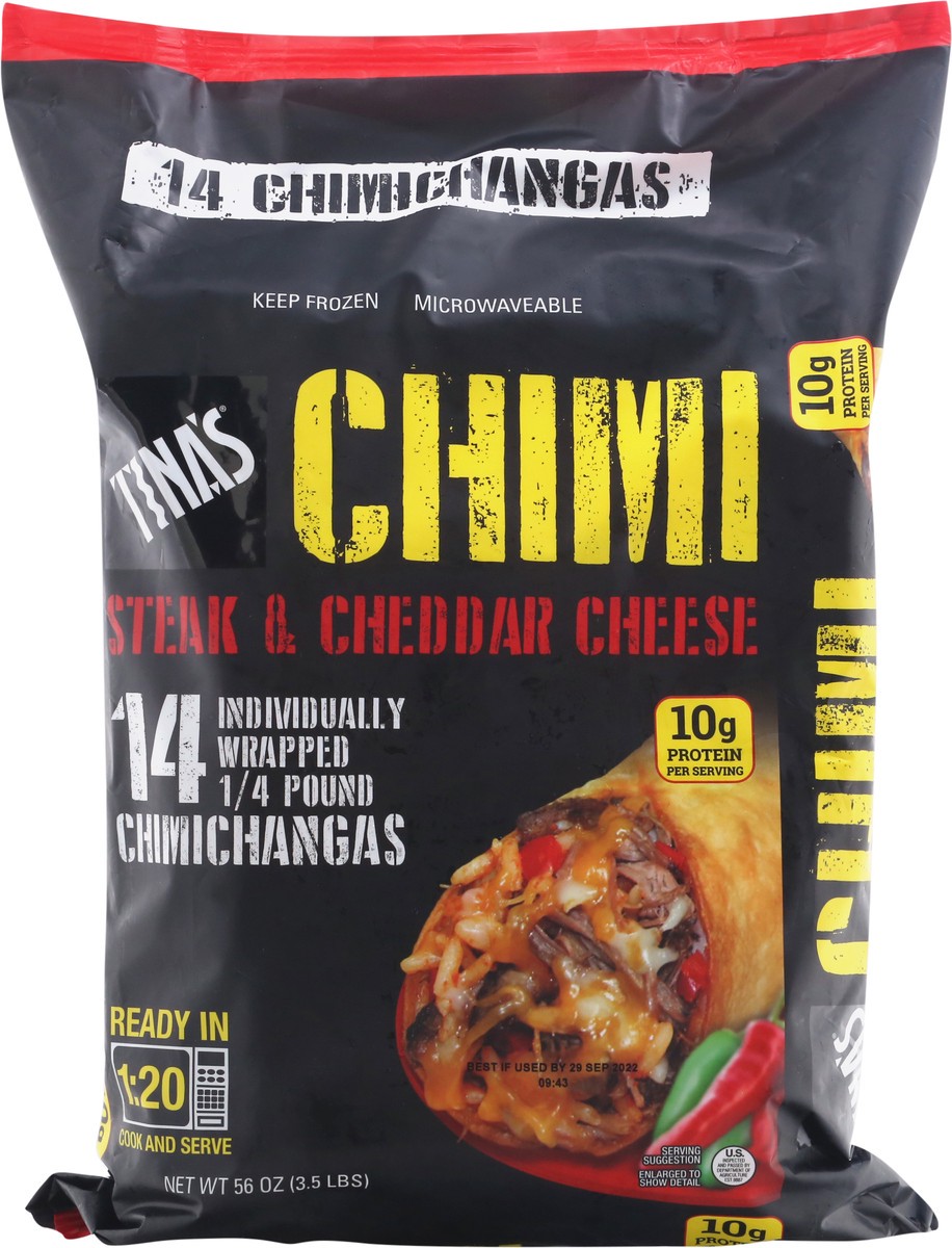 slide 7 of 12, Tina's 14 Pack Steak & Cheddar Cheese Chimichangas 14 ea, 14 ct