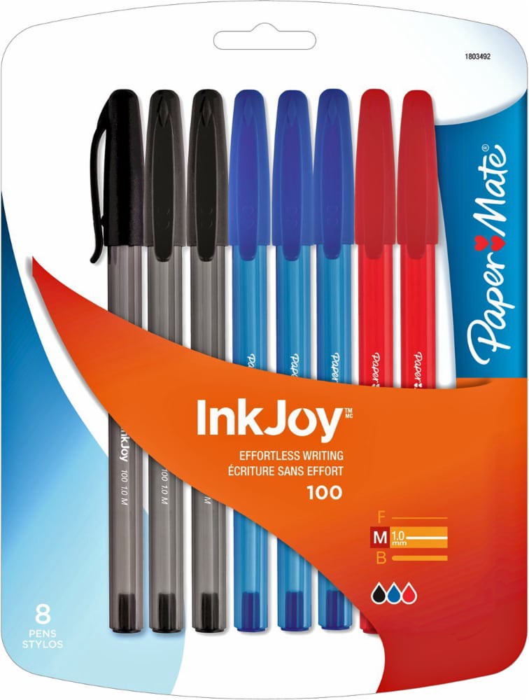 slide 1 of 2, Paper Mate InkJoy 100ST Ballpoint Pen, Medium Business Colors, 8 ct