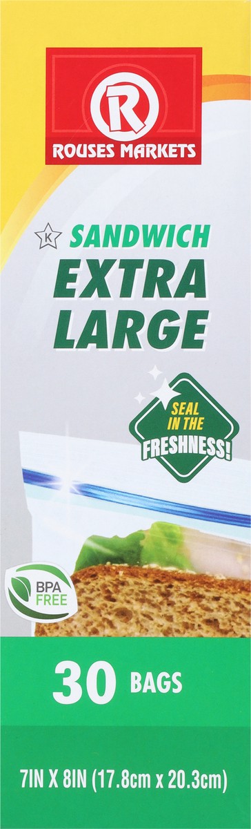 slide 4 of 9, Rouses Markets Extra Large Sandwich Bags 30 ea, 30 ct