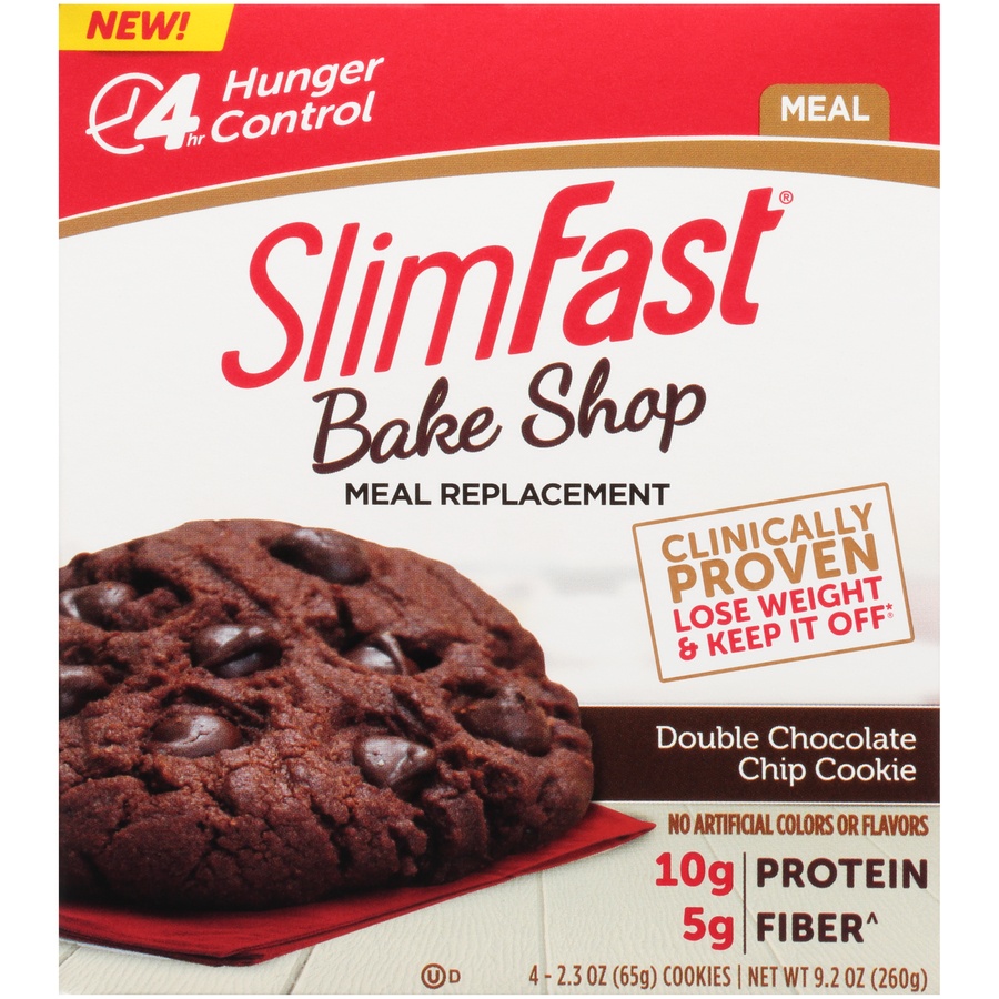 slide 1 of 1, SlimFast Bake Shop Cookies Double Chocolate Chip, 4 ct; 2.3 oz