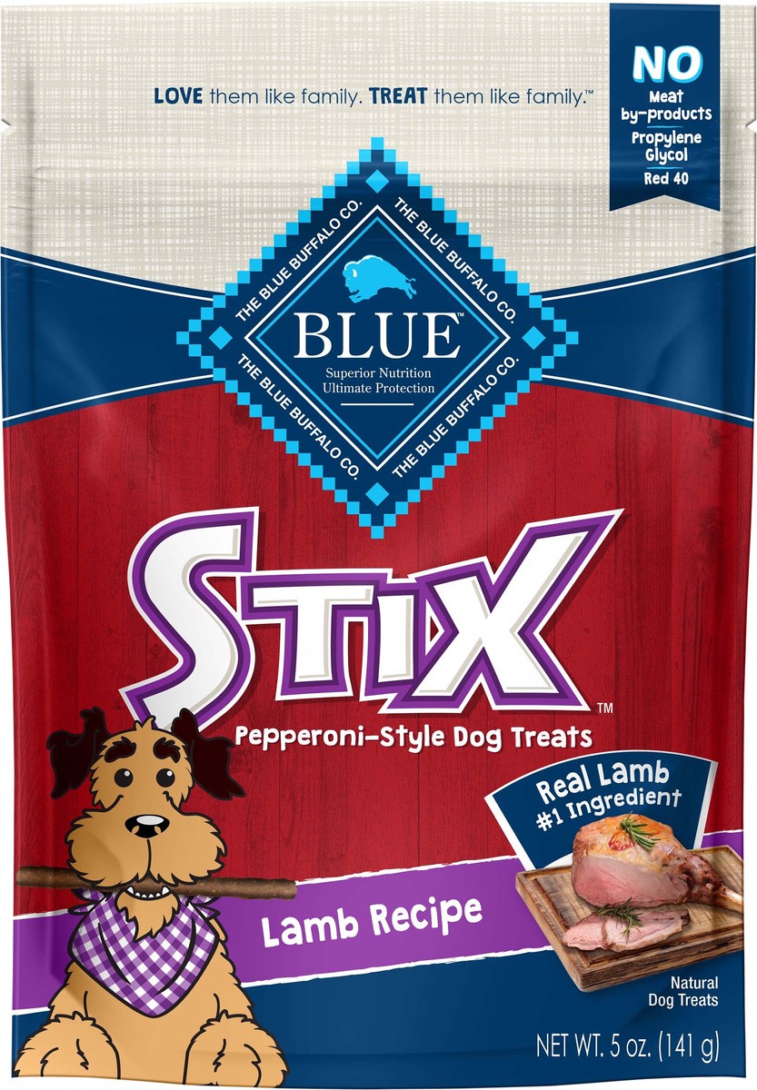 slide 1 of 17, Blue Buffalo Stix Natural Soft-Moist Dog Treats, Lamb Recipe 5-oz Bag, 5 oz