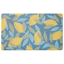 Loloi Lemons & Leaves Kitchen Comfort Mat, 18 In X 30 In, Blue Multi