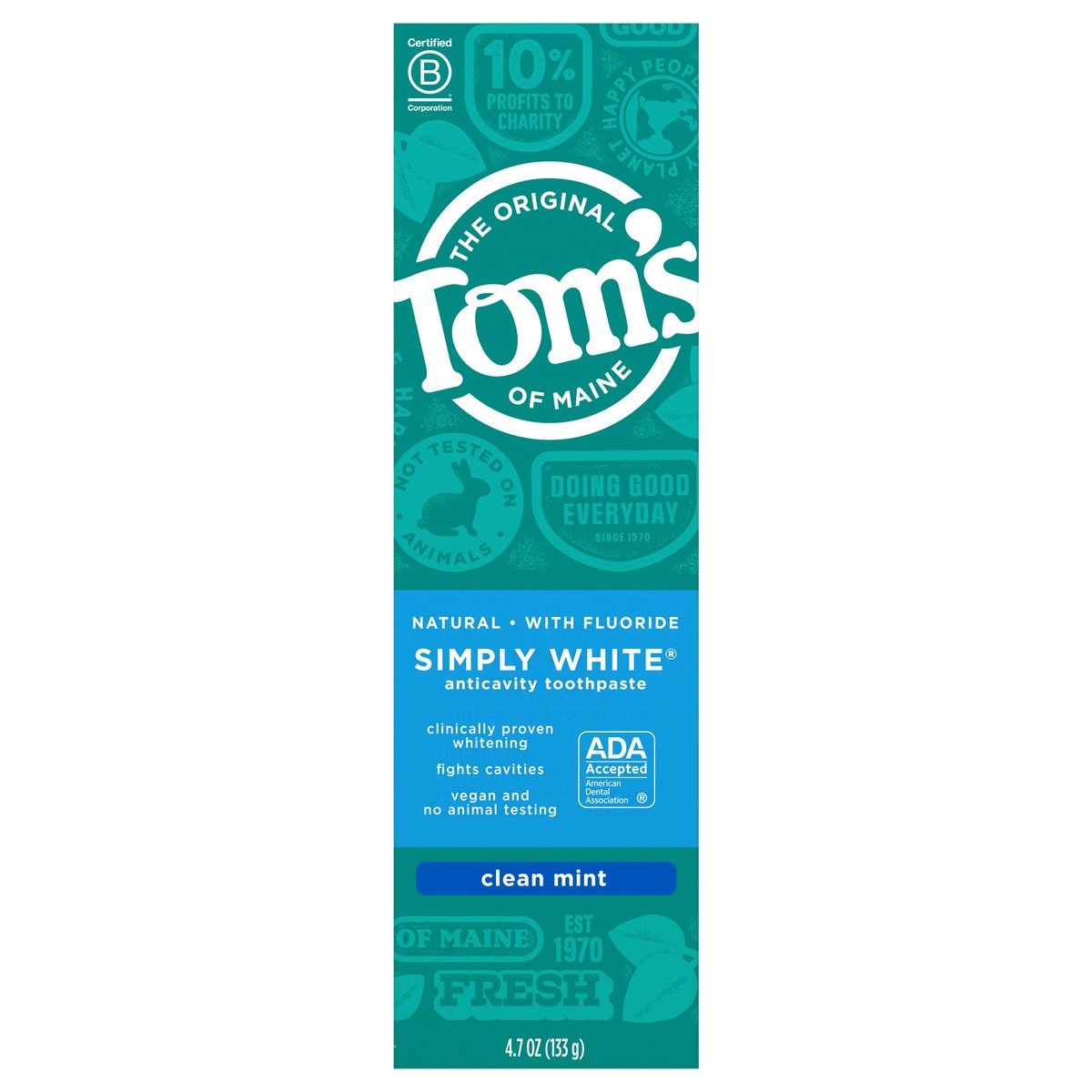 slide 4 of 9, Tom's of Maine Natural Simply White Fluoride Toothpaste, Clean Mint, 4.7 oz., 4.7 oz