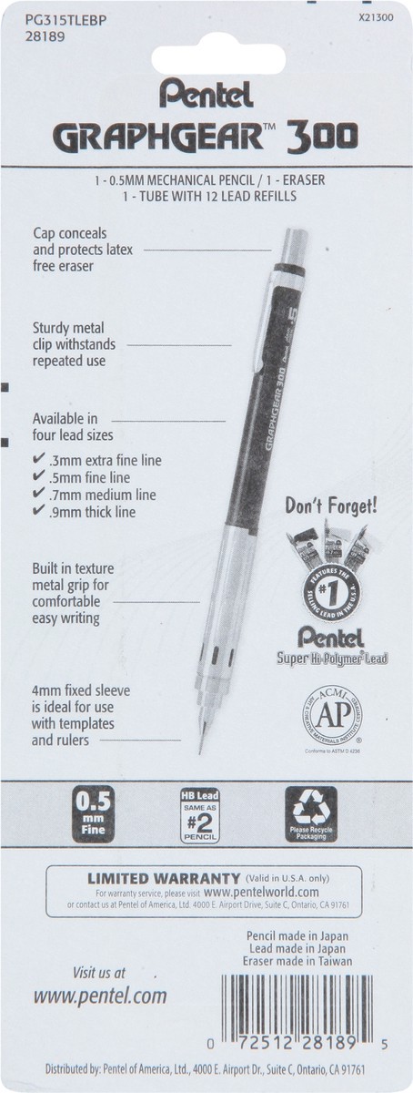 slide 7 of 11, Pentel Mechanical Pencil, Premium, 1 ct