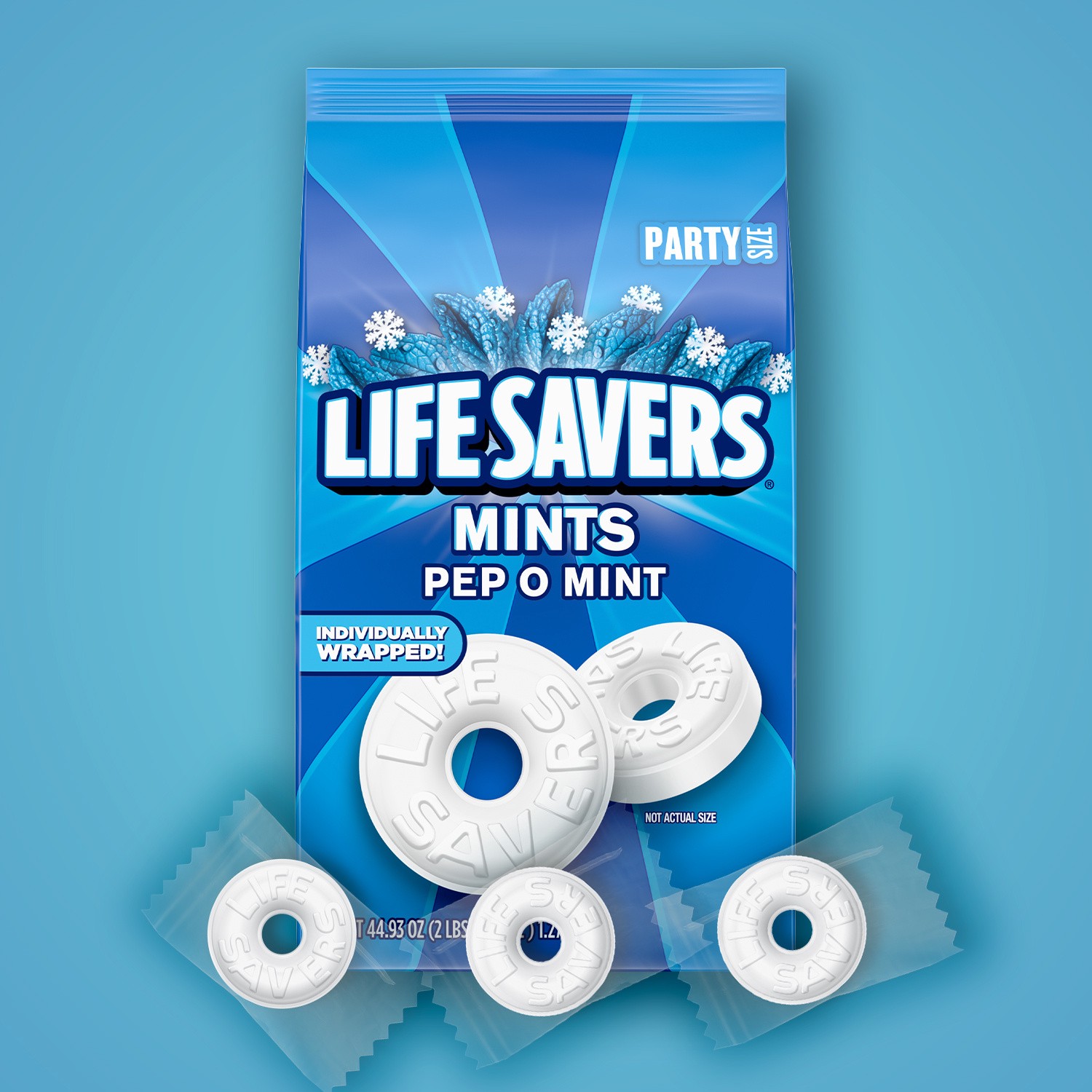 slide 6 of 8, LIFE SAVERS Pep-O-Mint Breath Mint Bulk Hard Candy, Party Size, 44.93 oz Bag, 44.93 oz