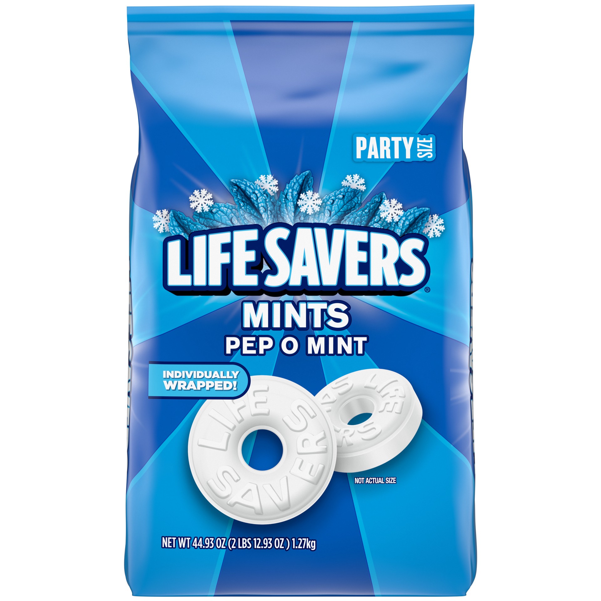 slide 1 of 8, LIFE SAVERS Pep-O-Mint Breath Mint Bulk Hard Candy, Party Size, 44.93 oz Bag, 44.93 oz