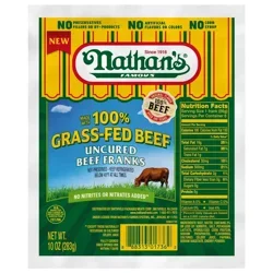 Nathan's Famous Grass Fed Beef Hot Dogs - 10 oz / 6 ct
