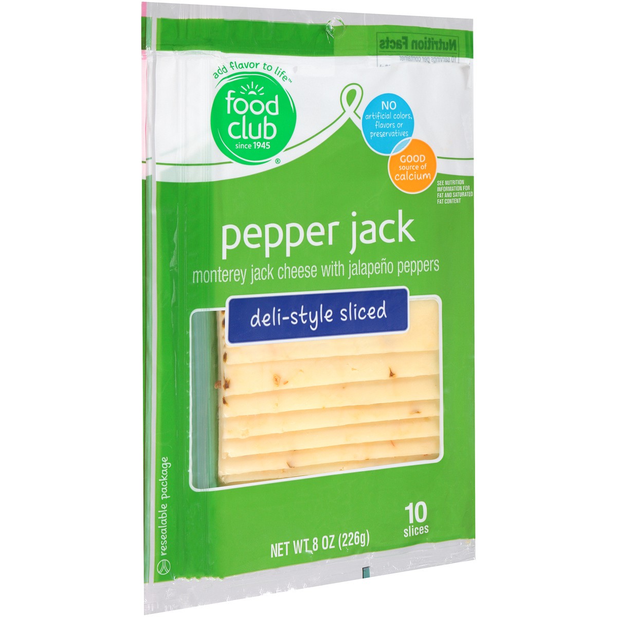 slide 12 of 14, Food Club Pepper Jack Monterey Jack Deli-Style Sliced With Jalapeno Peppers, 8 oz