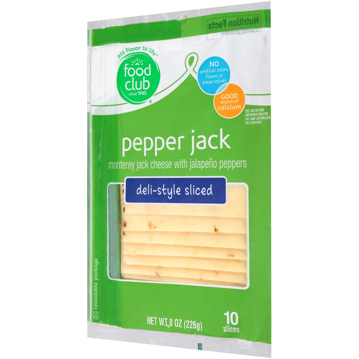 slide 8 of 14, Food Club Pepper Jack Monterey Jack Deli-Style Sliced With Jalapeno Peppers, 8 oz