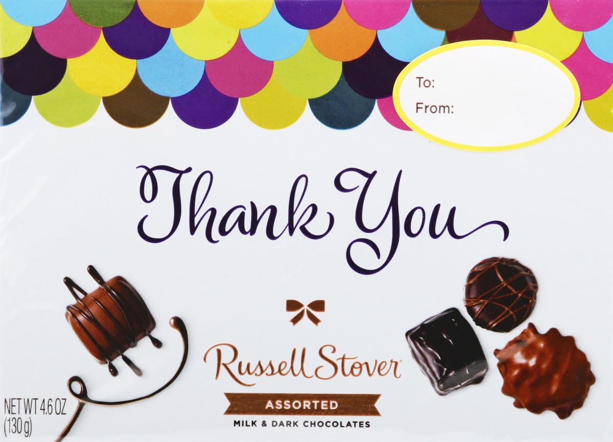 slide 7 of 7, Russell Stover Thank You Assorted Milk & Dark Chocolate Gift Box, 4.6 oz. (˜ 8 pieces), 8 ct