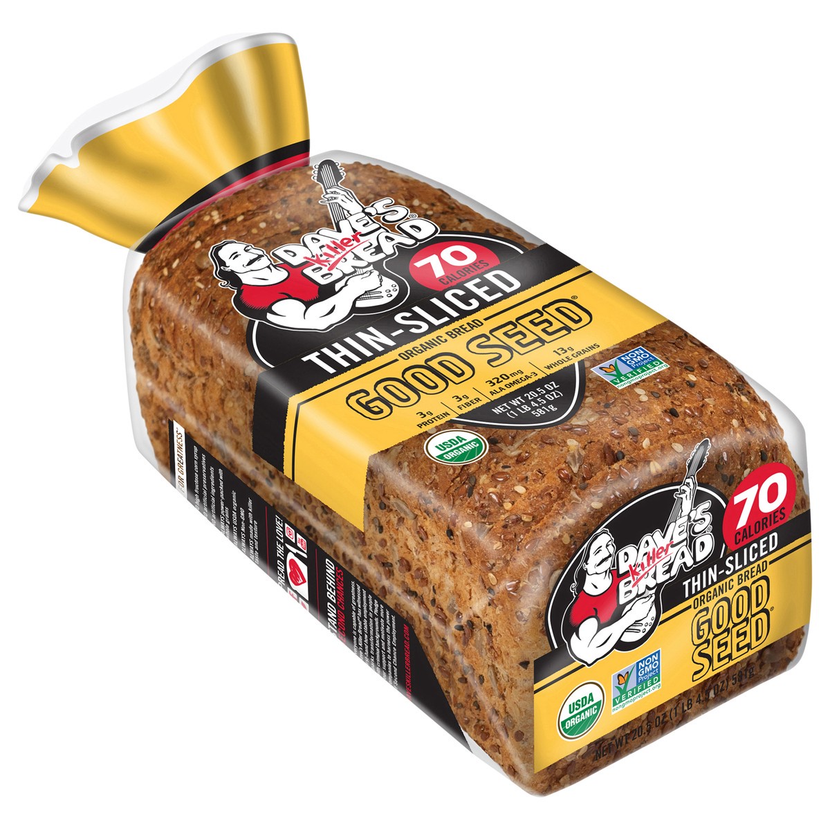 slide 5 of 12, Dave's Killer Bread Good Seed Thin-Sliced, Organic Bread, 13g Whole Grains per Slice, 20.5 oz Loaf, 20.5 oz