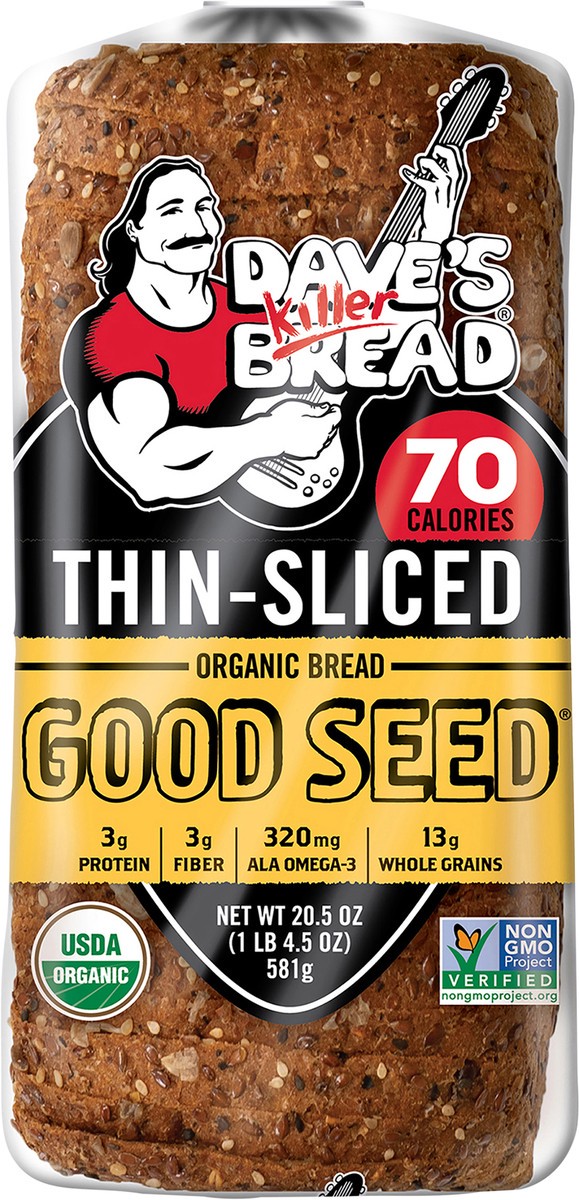 slide 8 of 12, Dave's Killer Bread Good Seed Thin-Sliced, Organic Bread, 13g Whole Grains per Slice, 20.5 oz Loaf, 20.5 oz