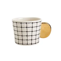 Tabletops Gallery Gold Geo Mug – Grid, 1 ct