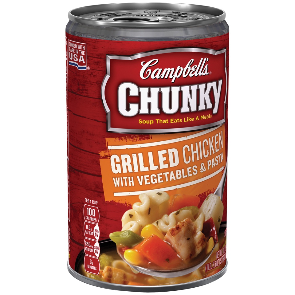 slide 1 of 1, Campbell's Chunky Grilled Chicken With Vegetables & Pasta Soup, 18.6 oz