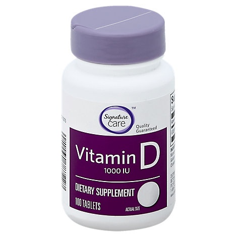 slide 1 of 1, Signature Care Vitamin D 1000Iu Dietary Supplement Tablet, 100 ct