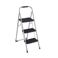 Cosco 3-Step Big Step Folding Step Stool With Rubber Hand Grip - Platinum/Black