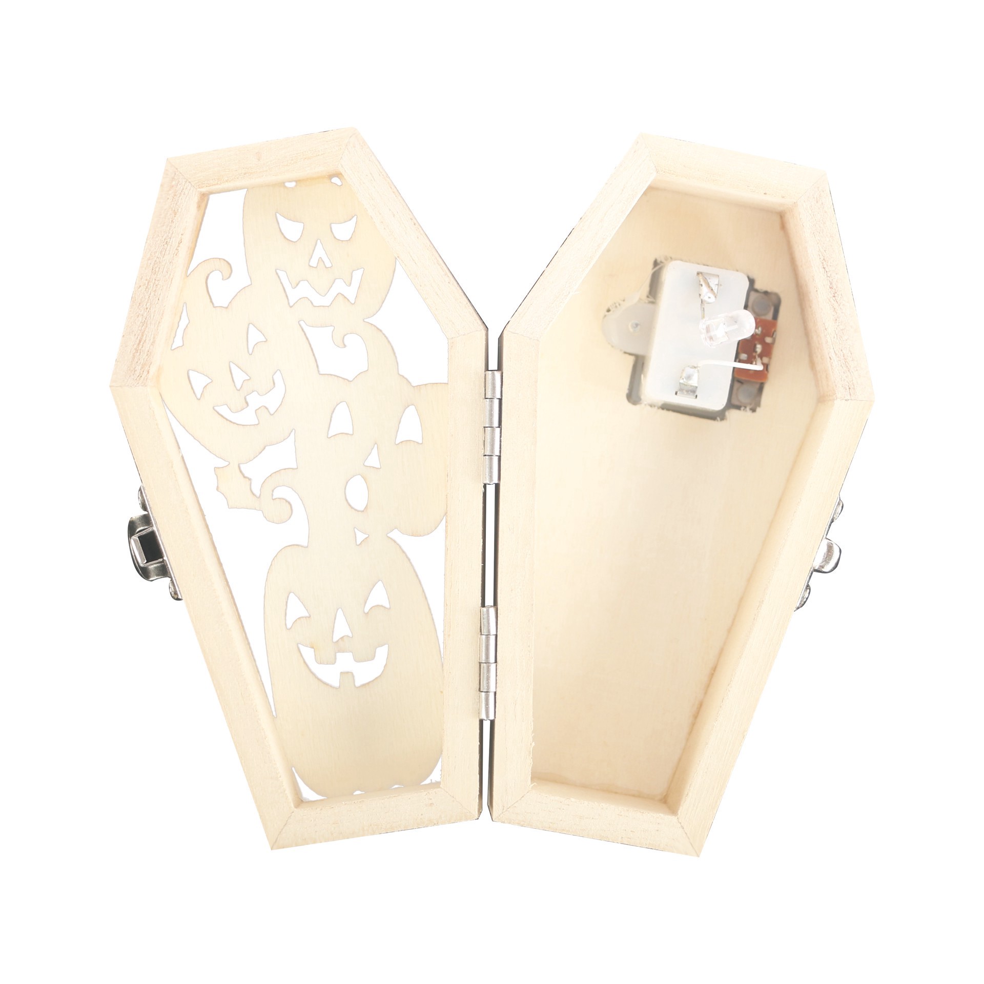 slide 2 of 4, Mini Pumpkins Coffin Diy Led Wood Decor By Make Market, 2.3 in x 1.5 in x 4.4 in