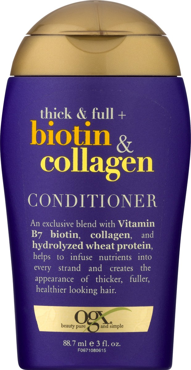 slide 4 of 10, OGX Biotin & Collagen Thick & Full Conditioner 3 oz, 3 oz