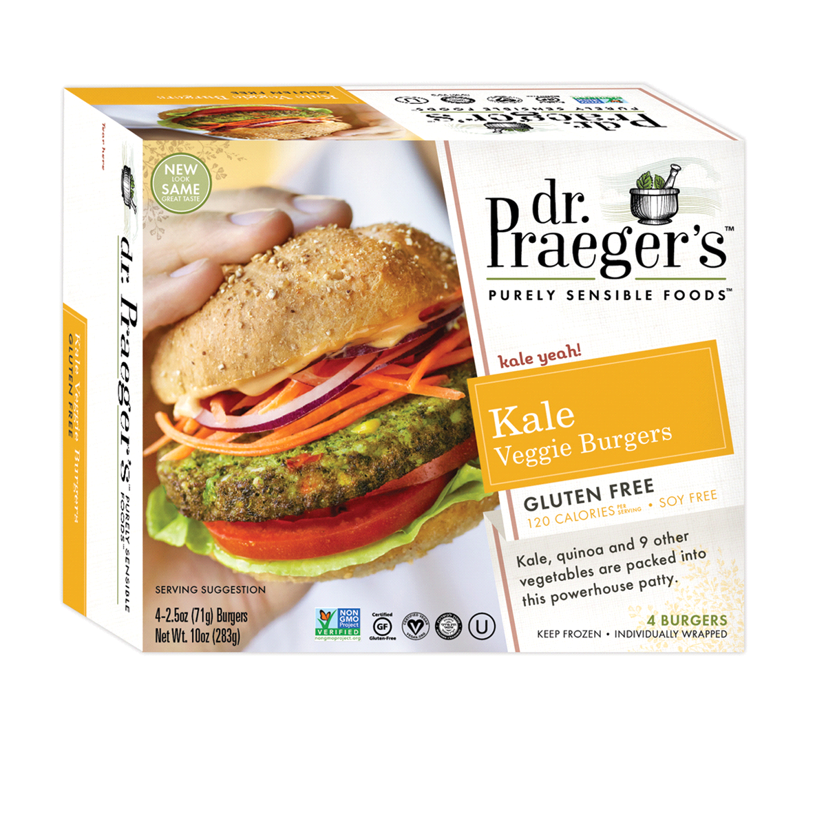 slide 1 of 8, Dr. Praeger's Gluten Free Kale Veggie Burgers, 4 ct; 2.5 oz