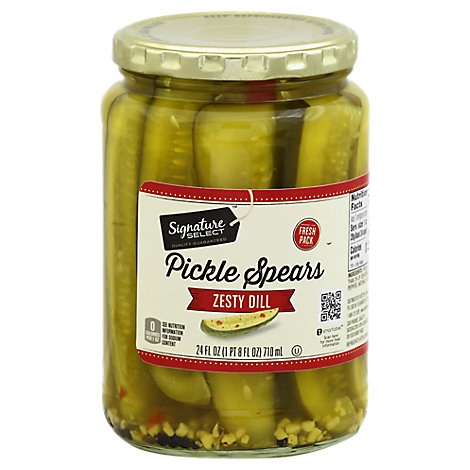 slide 1 of 1, Signature Select Pickles Spears Zesty Dill, 24 fl oz