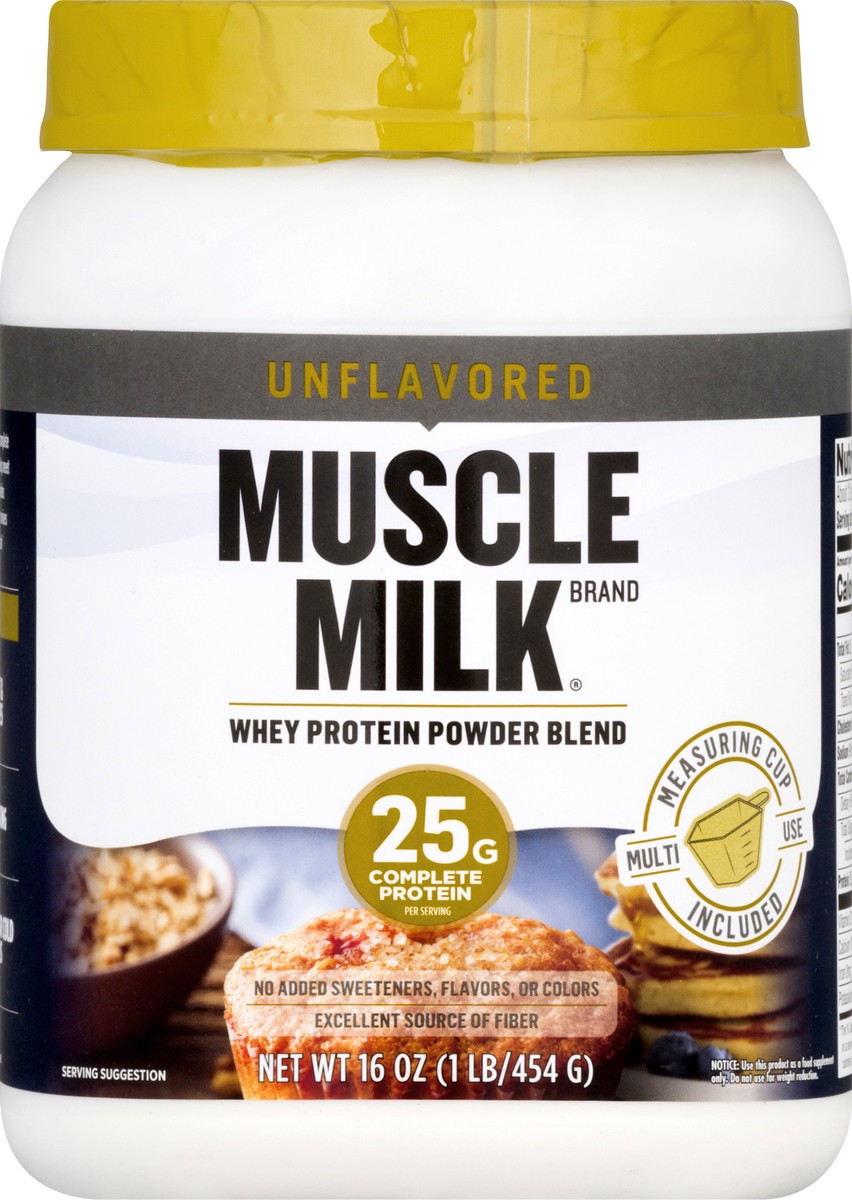 slide 3 of 10, Muscle Milk Whey Protein Powder Unflavored 16 Oz, 16 oz