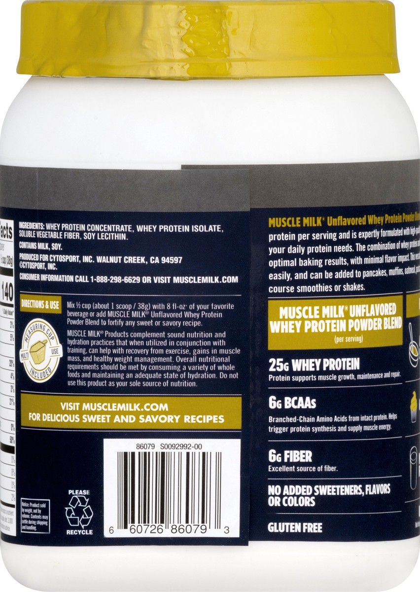 slide 2 of 10, Muscle Milk Whey Protein Powder Unflavored 16 Oz, 16 oz