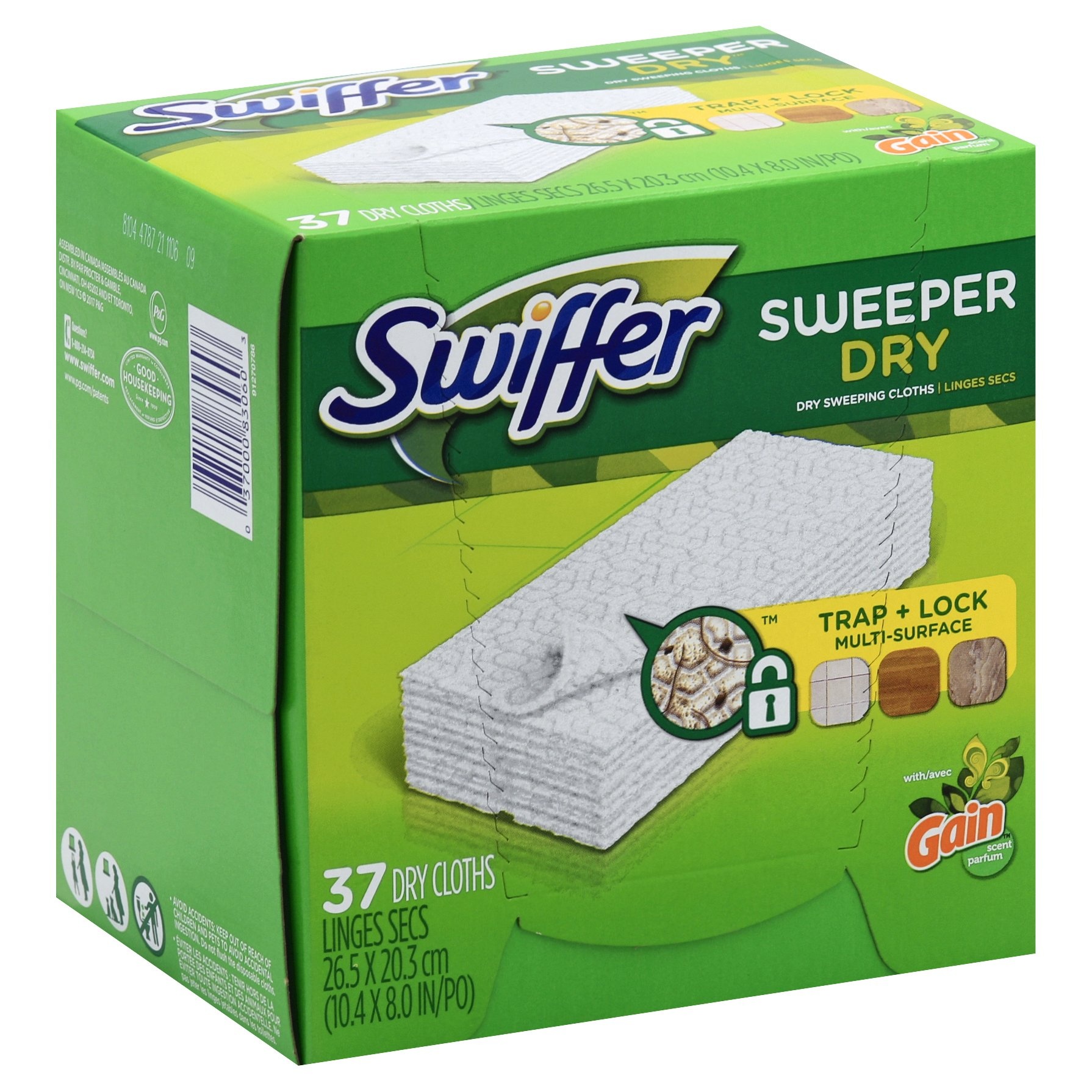 slide 1 of 1, Swiffer Sweeper Dry Sweeping Pad Multi Surface Refills For Dusters Floor Mop, Gain, 37 Count, 37 ct