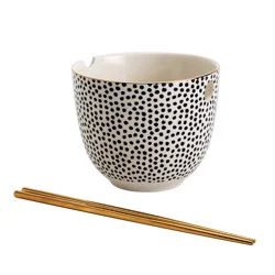 Tabletops Gallery Gold Geo Ramen Bowl – Dots, 1 ct