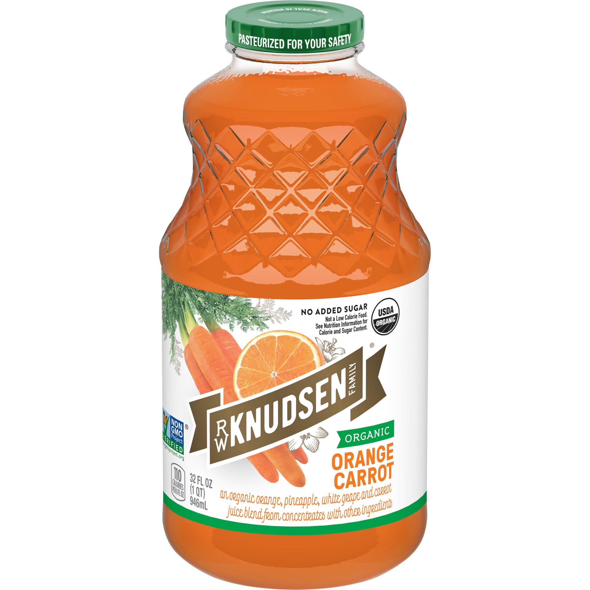 slide 1 of 8, R.W. Knudsen Family Organic Orange Carrot Juice, Original, 32-Fluid Ounce, 32 fl oz