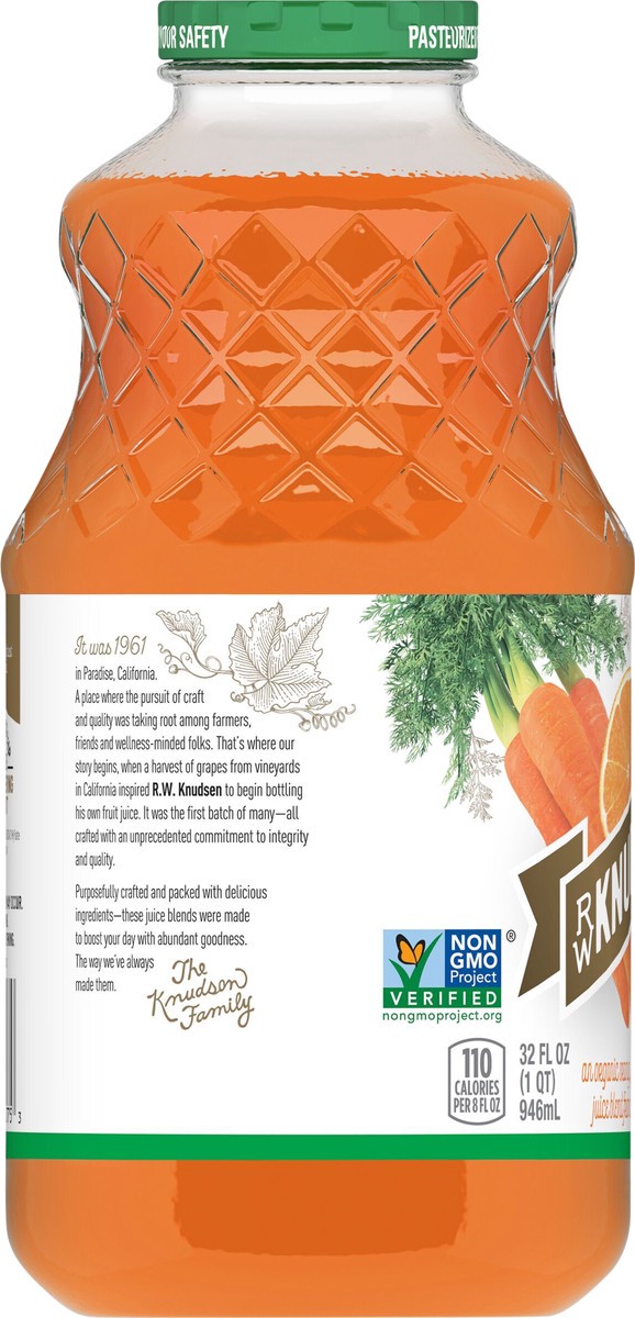 slide 2 of 8, R.W. Knudsen Family Organic Orange Carrot Juice, Original, 32-Fluid Ounce, 32 fl oz