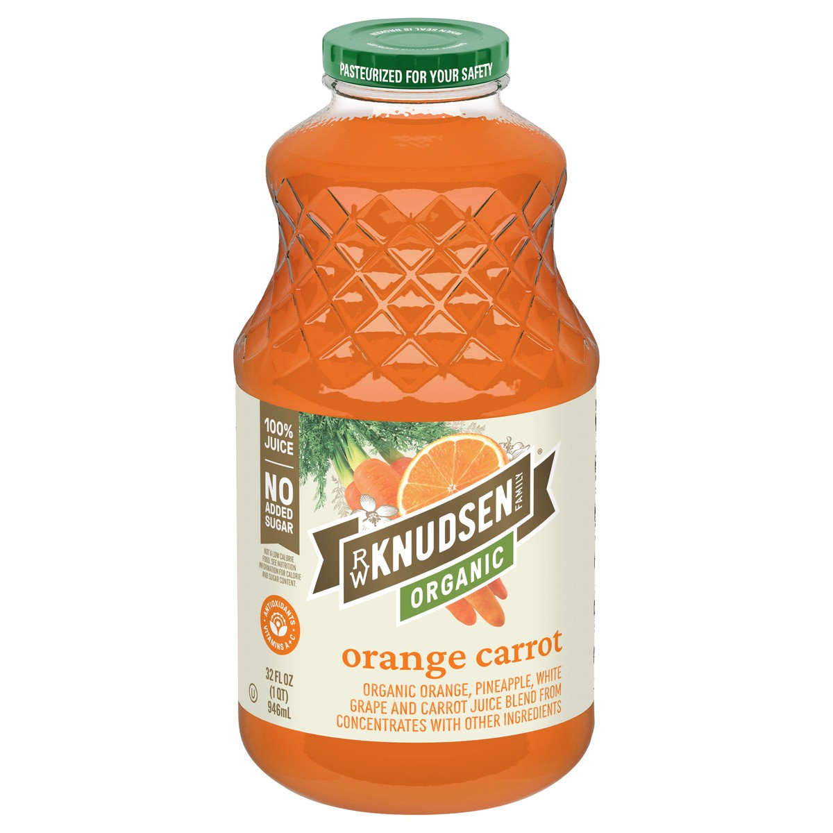 slide 1 of 8, RW Knudsen Family Organic Orange Carrot Juice Blend 32 fl oz, 32 fl oz