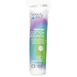 slide 1 of 1, Beauty 360 Premium Cotton Rounds, 80 ct