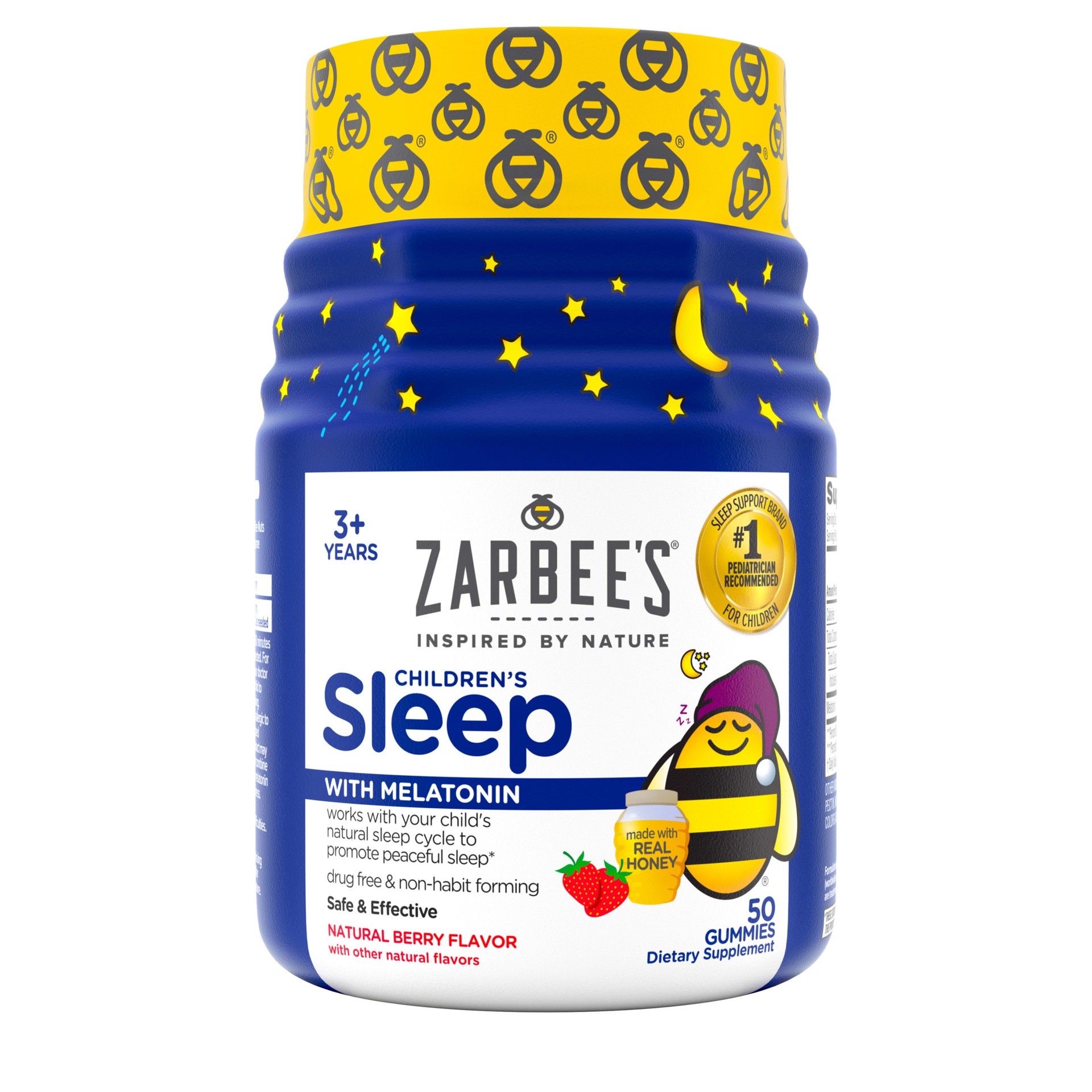 slide 1 of 5, Zarbee's Naturals Kids 1 mg Melatonin Gummy, Drug-Free & Effective Sleep Supplement for Children Ages 3 and Up, Natural Berry Flavored Gummies, Multi-Colored, 50 Count, 50 ct