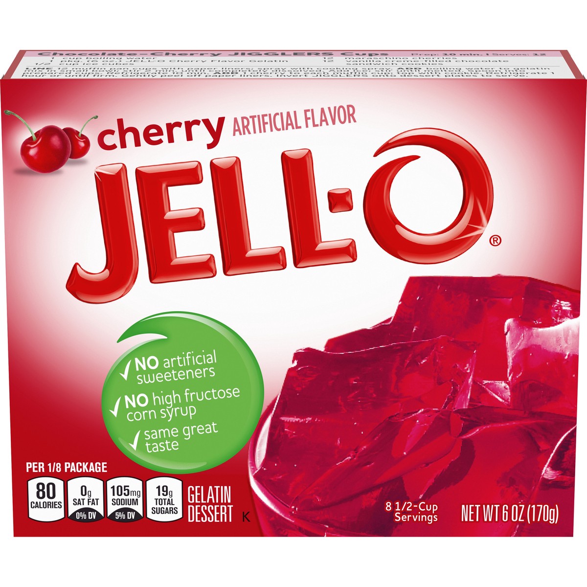 slide 7 of 15, Jell-O Cherry Artificially Flavored Gelatin Dessert Mix, Family Size, 6 oz Box, 6 oz