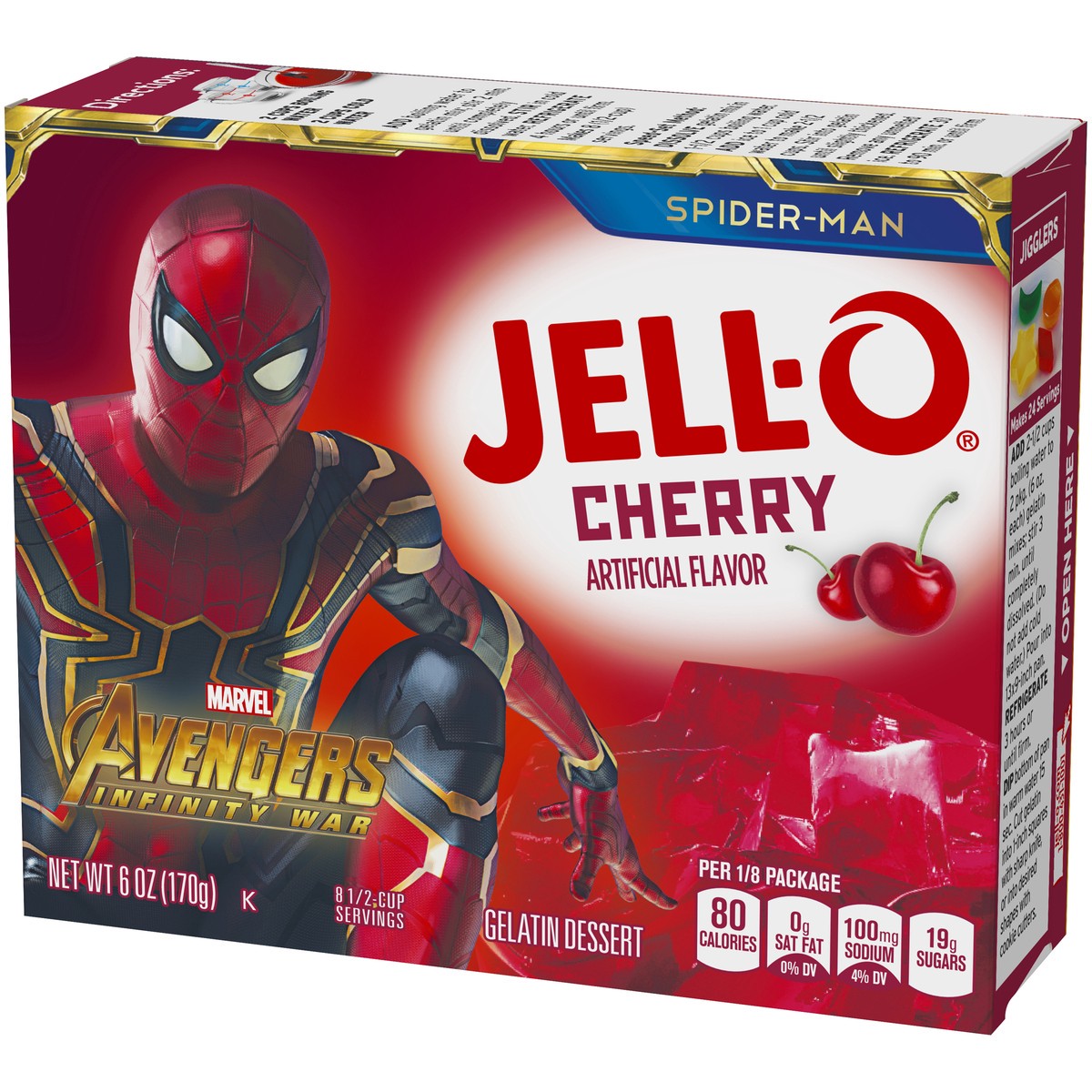 slide 10 of 15, Jell-O Cherry Artificially Flavored Gelatin Dessert Mix, Family Size, 6 oz Box, 6 oz