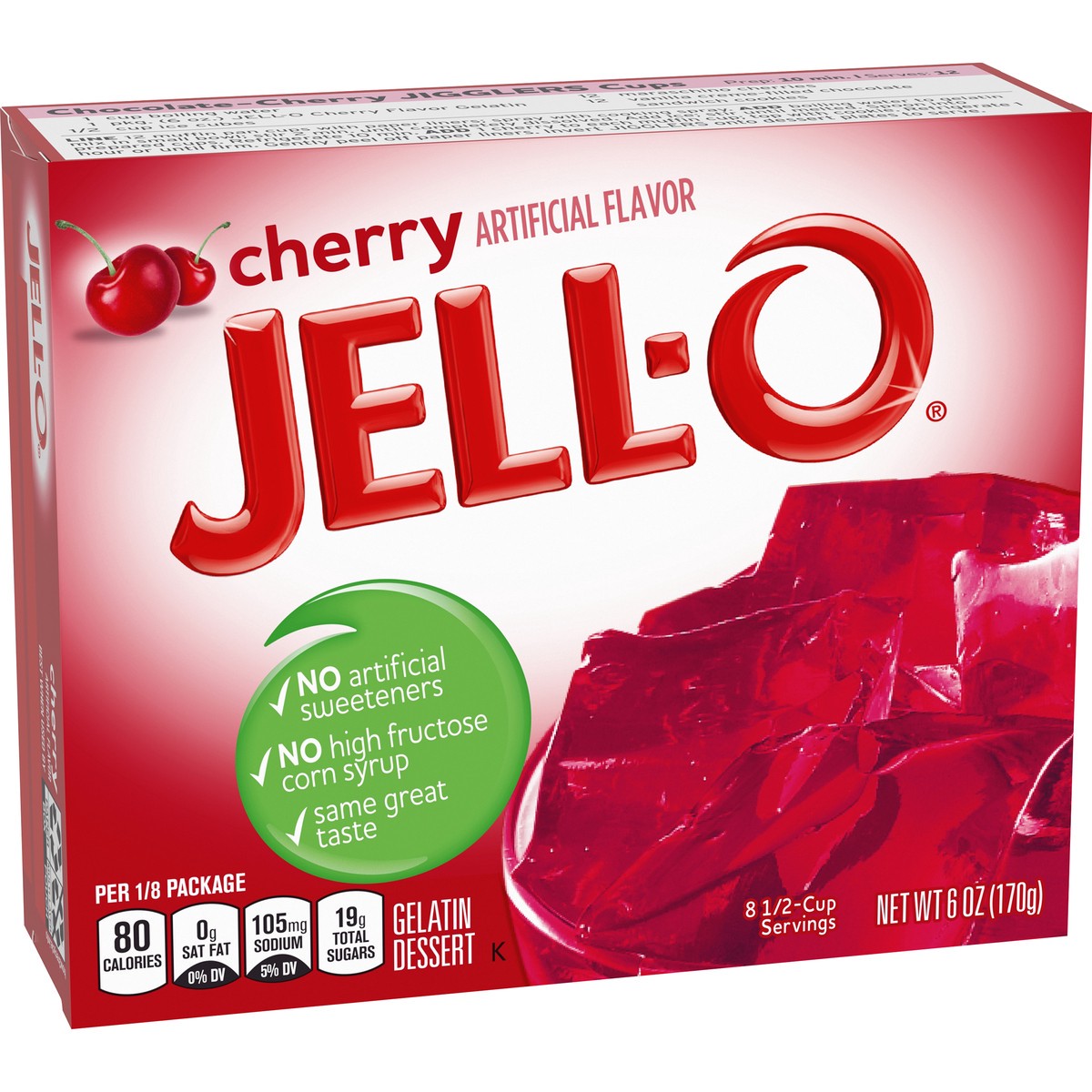 slide 5 of 15, Jell-O Cherry Artificially Flavored Gelatin Dessert Mix, Family Size, 6 oz Box, 6 oz