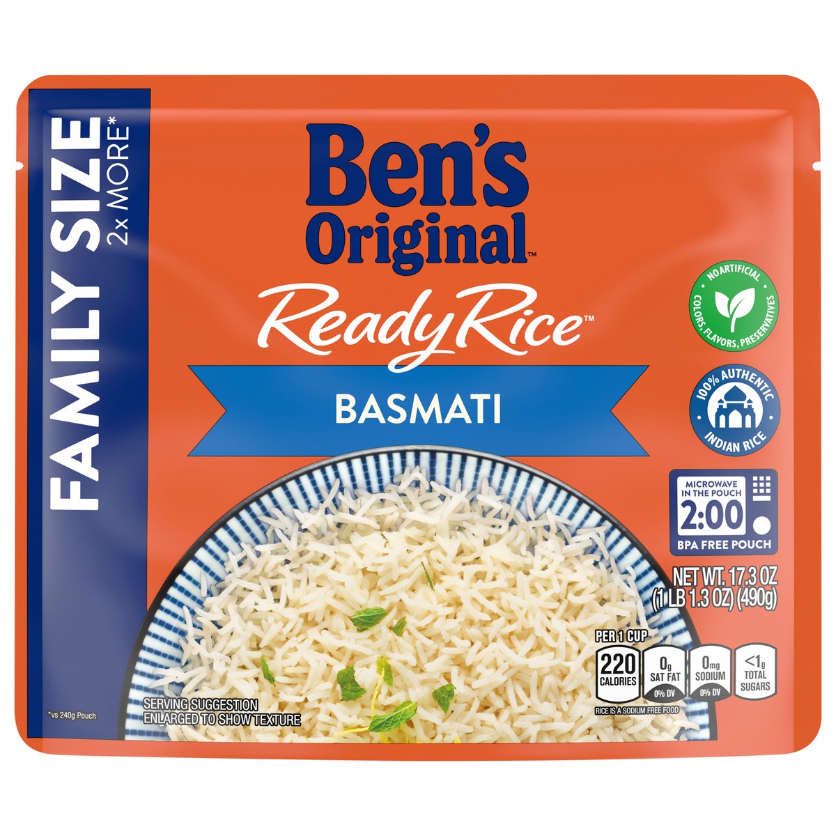 slide 7 of 8, Ben's Original Basmati Ready Rice Family Size - 17.3oz, 17.3 oz