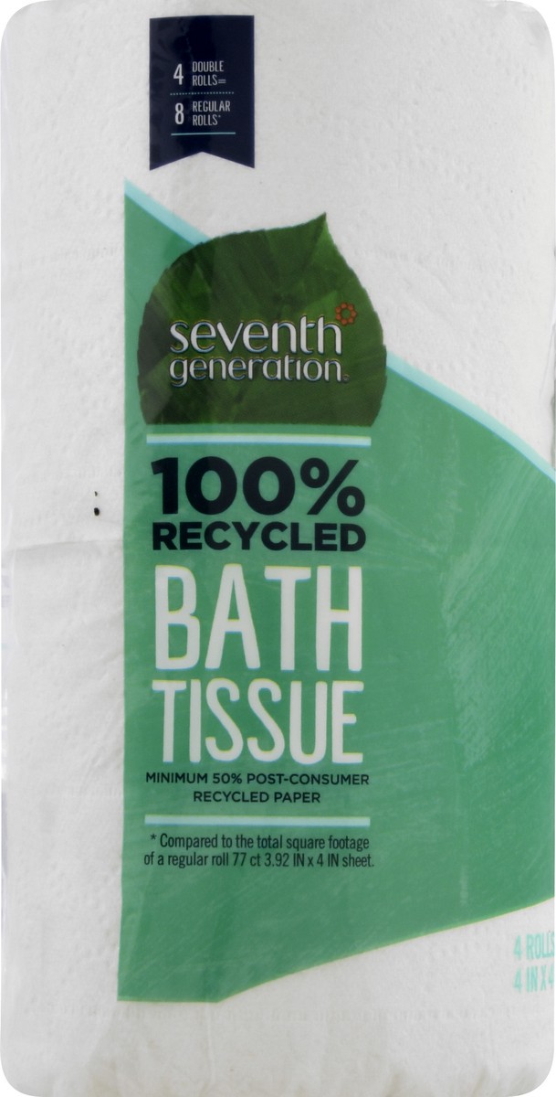 slide 6 of 10, Seventh Generation White Toilet Paper 2-ply 100% Recycled Paper, 4 Rolls, 1 ct