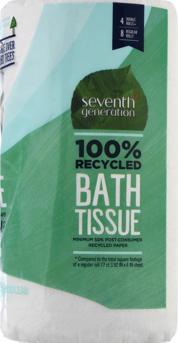 slide 5 of 10, Seventh Generation White Toilet Paper 2-ply 100% Recycled Paper, 4 Rolls, 1 ct