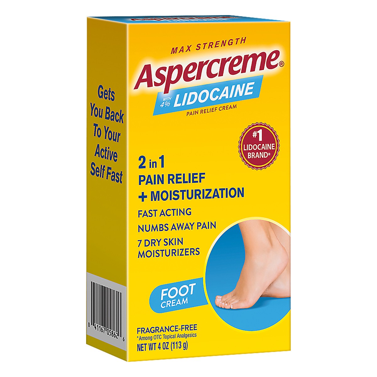 slide 2 of 8, Aspercreme Lidocaine Foot Pain Relief Crème (4 Oz), Odor Free, 4 oz