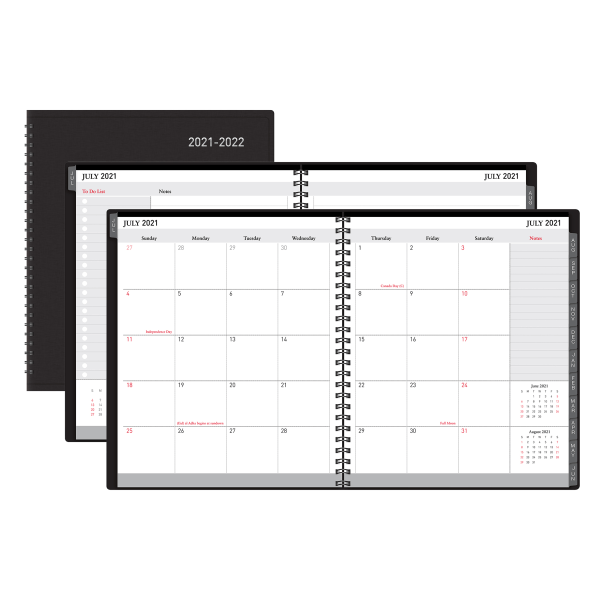 slide 1 of 4, Office Depot Brand 18-Month Weekly/Monthly Academic Planner, 6'' X 8'', 30% Recycled, Black, July 2021 To December 2022, Odus2033-016, 1 ct