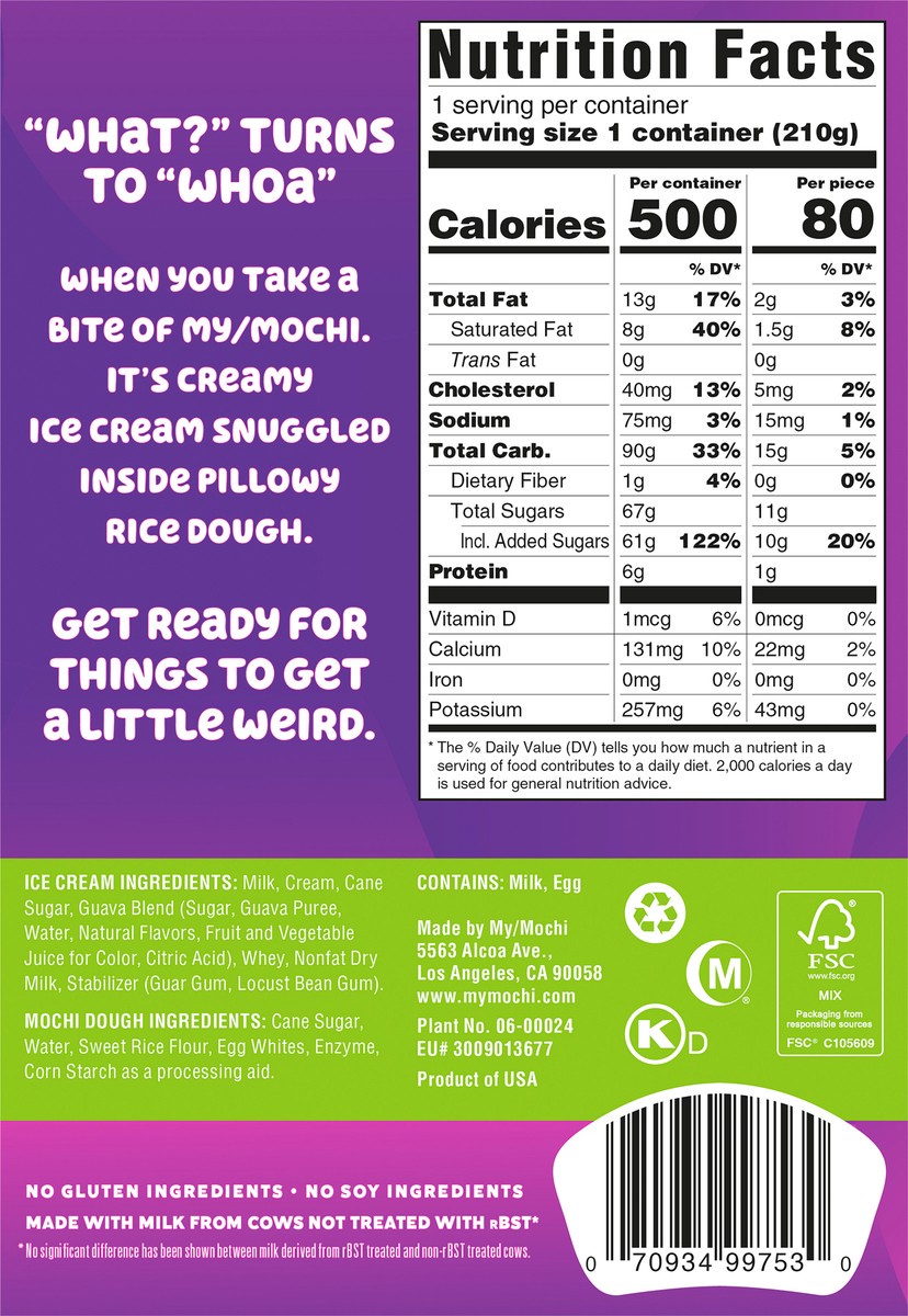 slide 9 of 9, My/Mo Ice Cream Guava, 6 ct