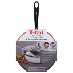 T-fal Pro Tri-Ply Stainless Steel 3 Qt Covered Saute Pan 1 Each