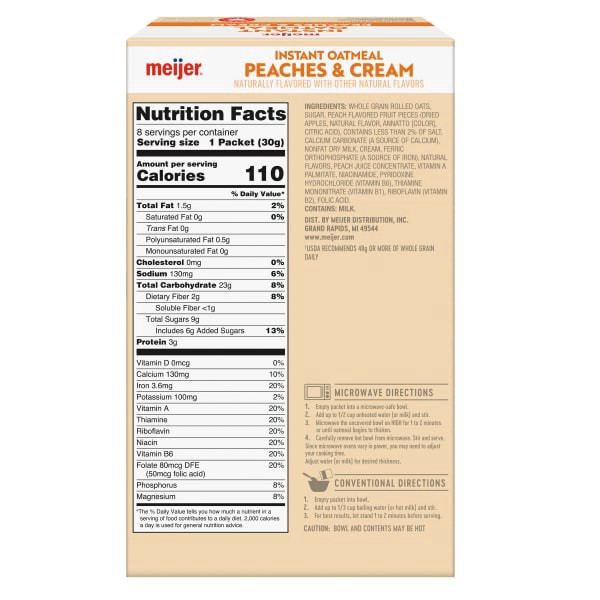slide 7 of 29, Meijer Peaches & Cream Instant Oatmeal, 10 ct