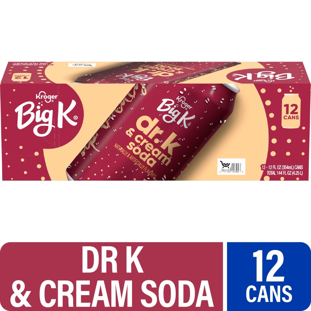 slide 1 of 4, Kroger Big K Dr. K & Cream Soda Cans, 12 ct; 12 fl oz