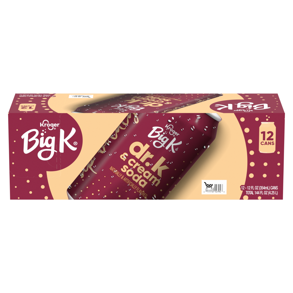slide 1 of 4, Kroger® Big K® Dr. K & Cream Soda Cans, 12 ct; 12 fl oz
